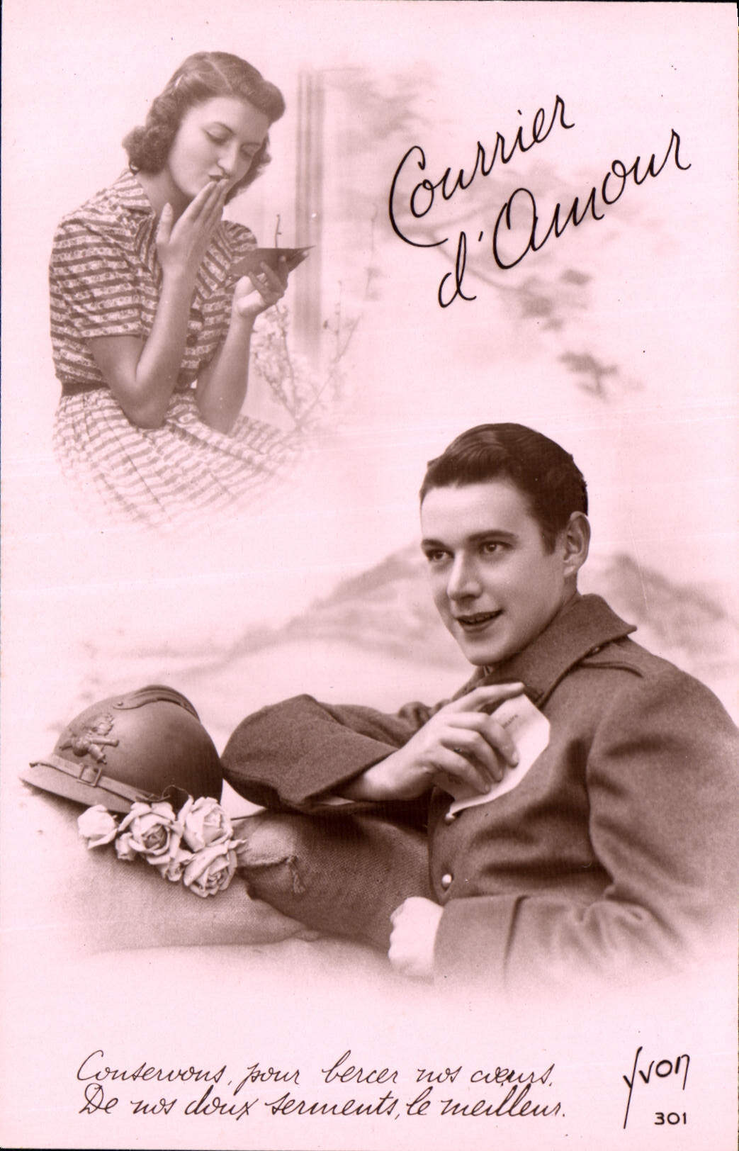 CPA Courrier d'Amour Femme Soldat Militaria