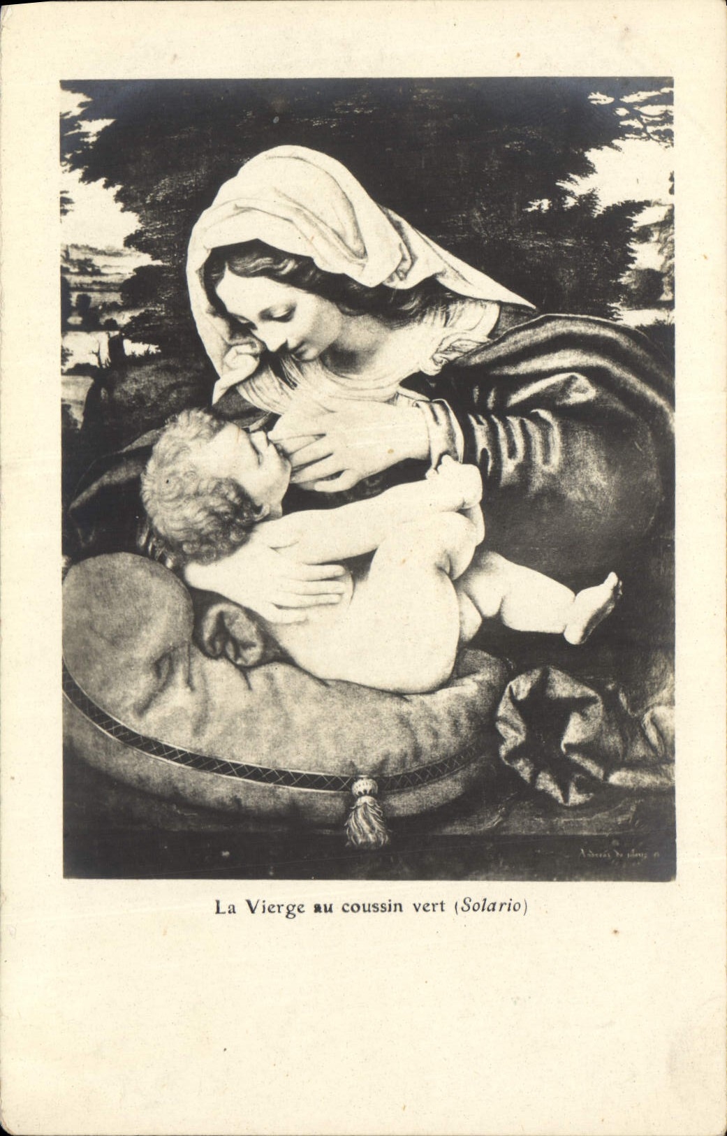 CPA La Vierge au coussin vert Solario 