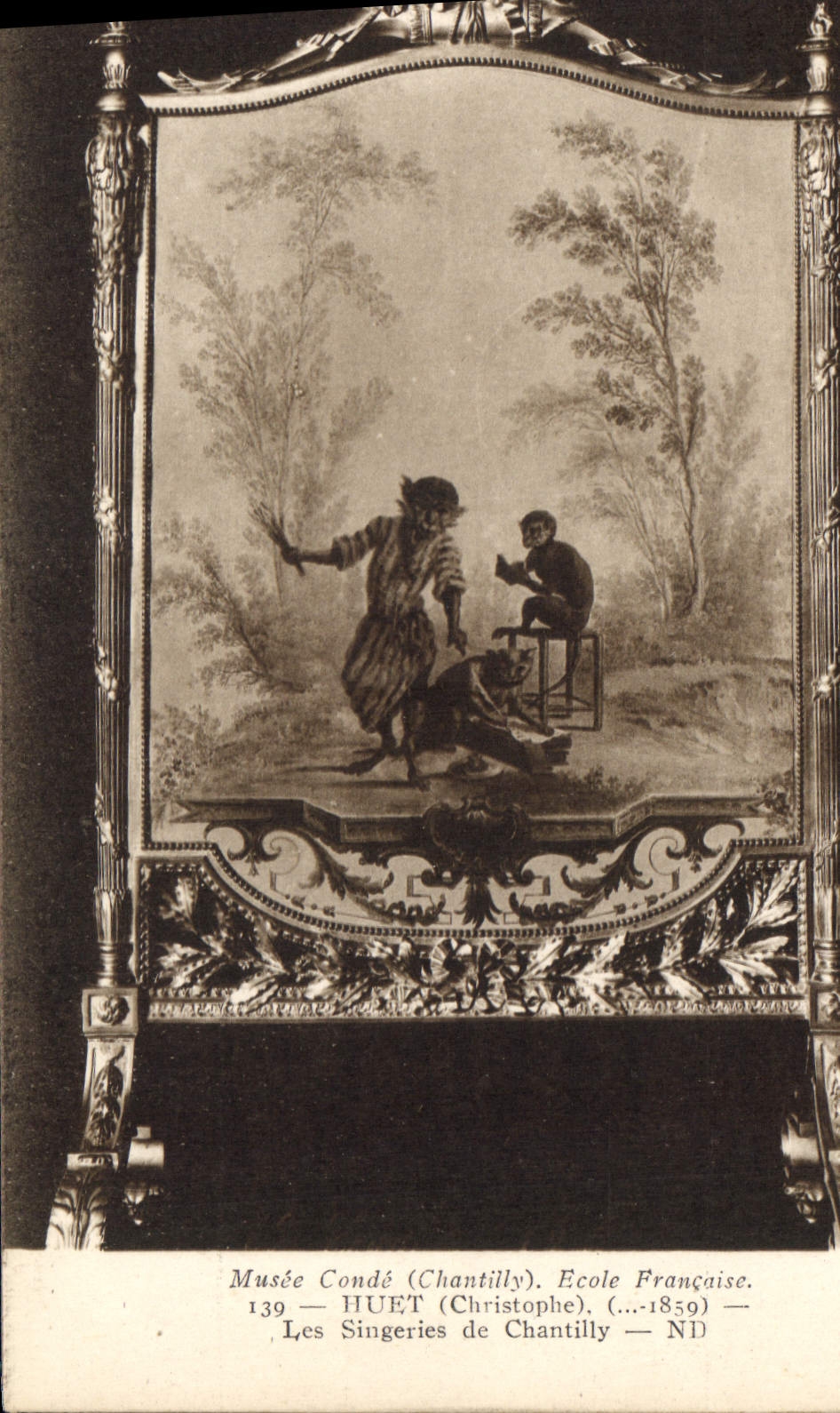 CPA Musee Conde Chantilly Ecole Francaise Huet Christophe les Singeries de Chantilly