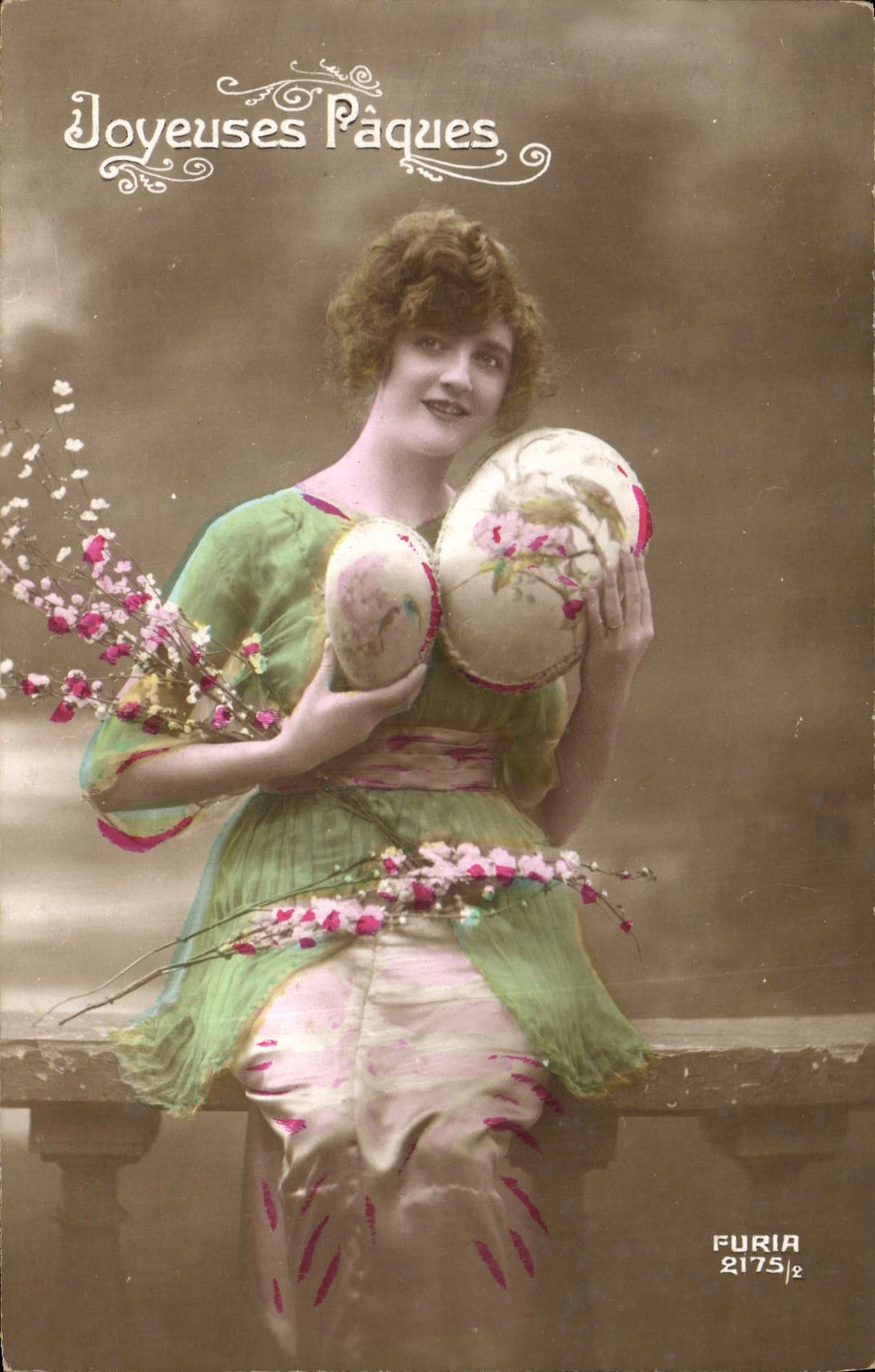 CPA Joyeuses Paques Femme