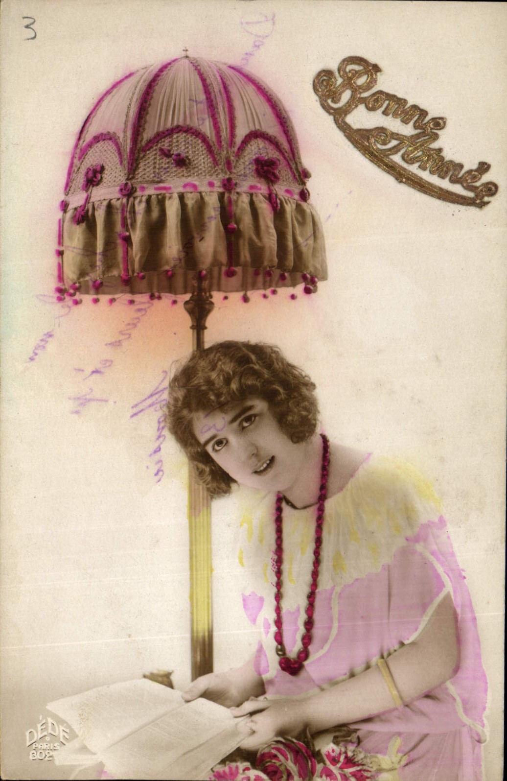 CPA Bonne Annee Femme