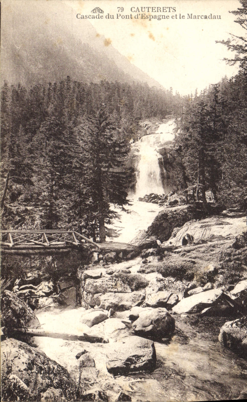 CPA Cauterets Cascade du Pont d'Espagne et le Marcadau 