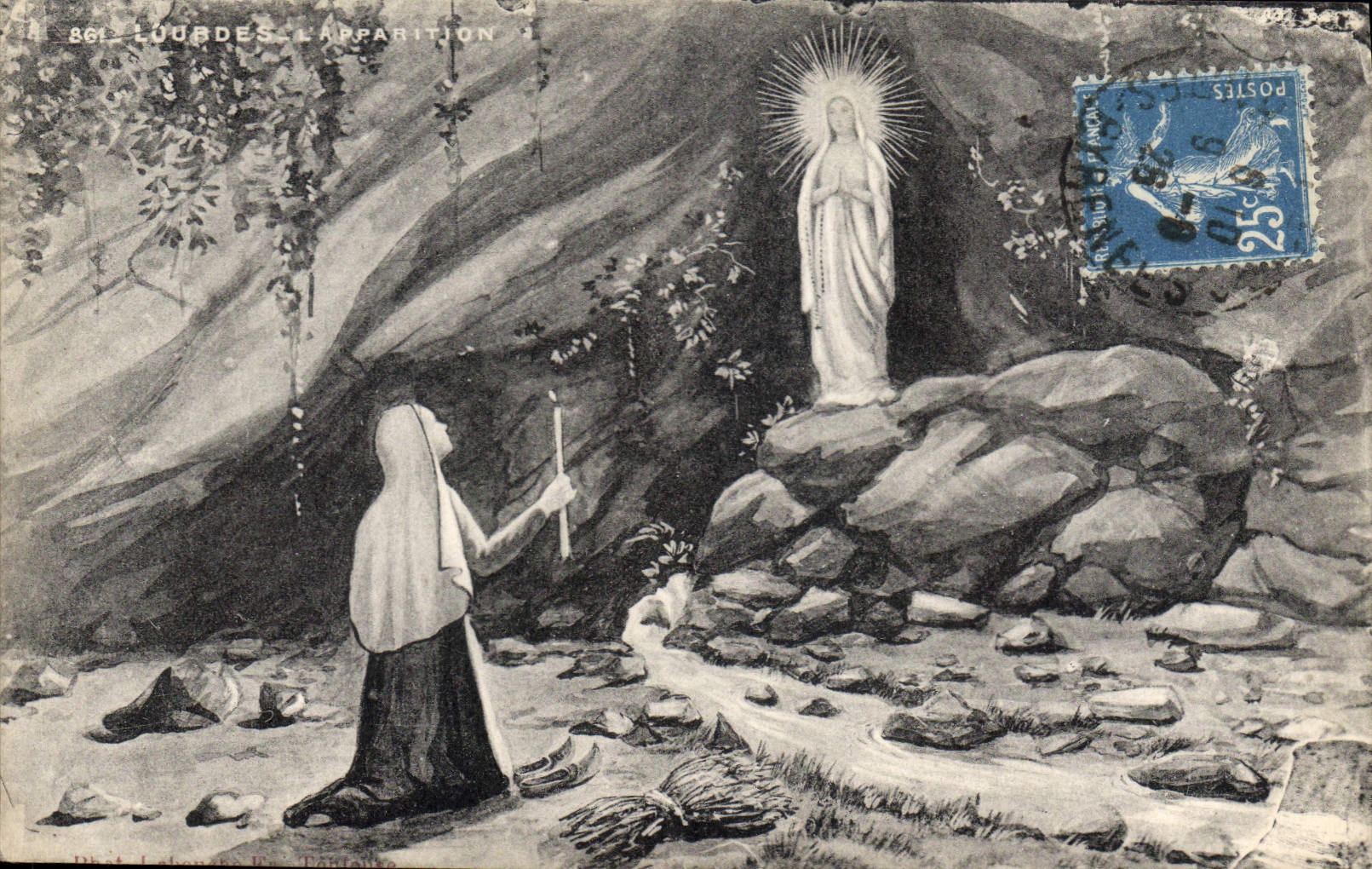 CPA Lourdes Apparition 