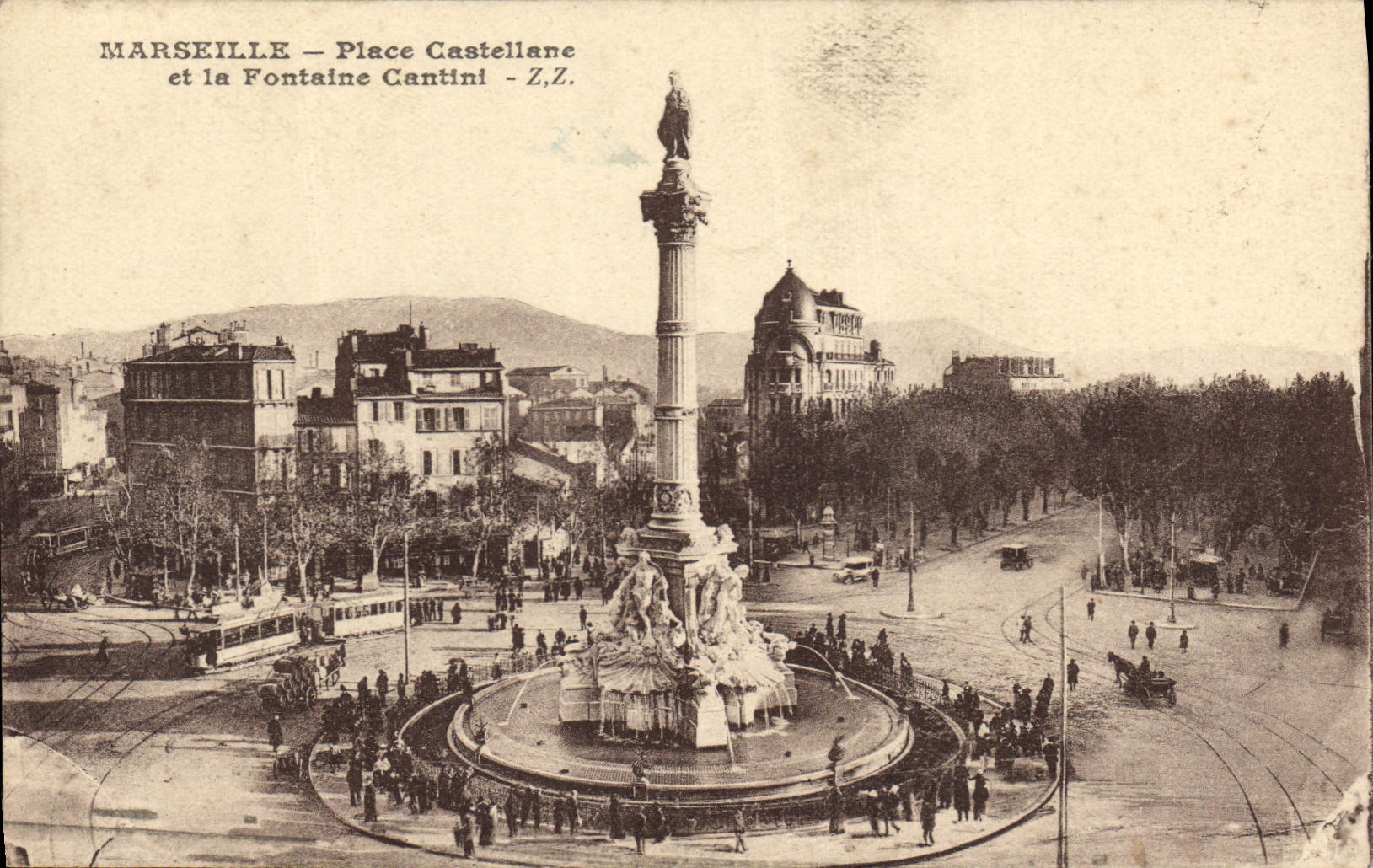 CPA Marseille Place Castellane et la Fontaine Cantini