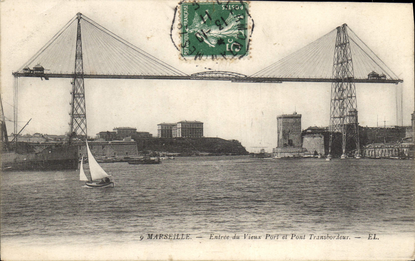 CPA Marseille Entree du Vieux Port et Pont Transbordeur