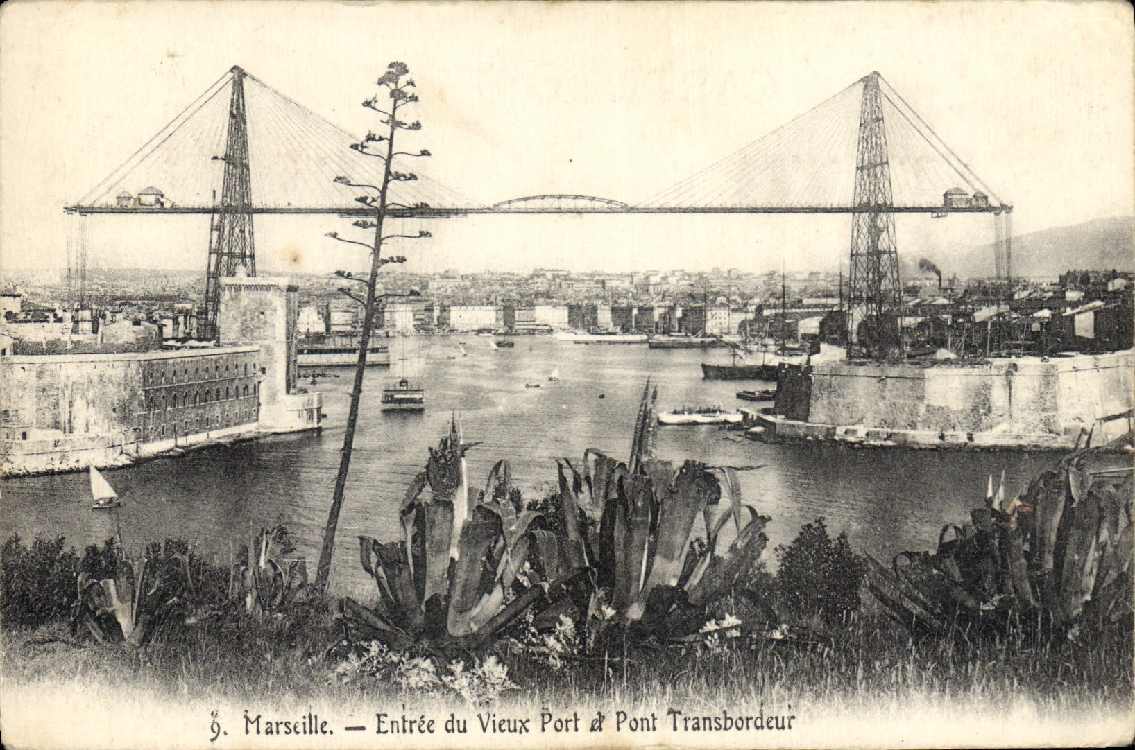 CPA Marseille Entree du Vieux Port et Pont Transbordeur