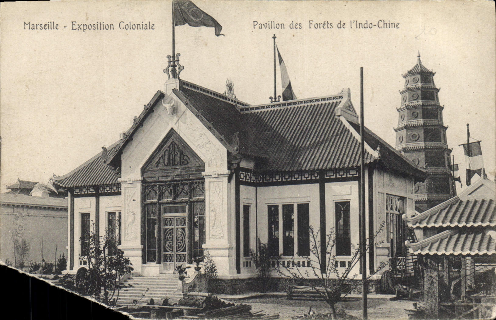 CPA Marseille Exposition Coloniale Pavillon des Forets de l'Indo Chine China