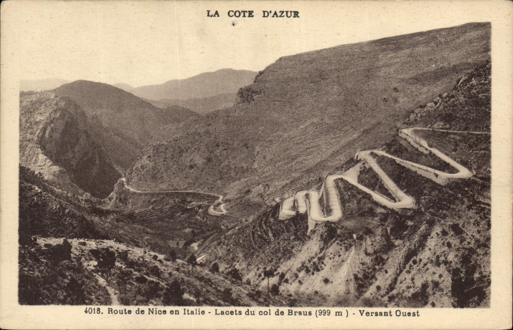 CPA La Cote d'Azur Route de Nice en Italie Lacets du Col de Braus Versant Ouest 