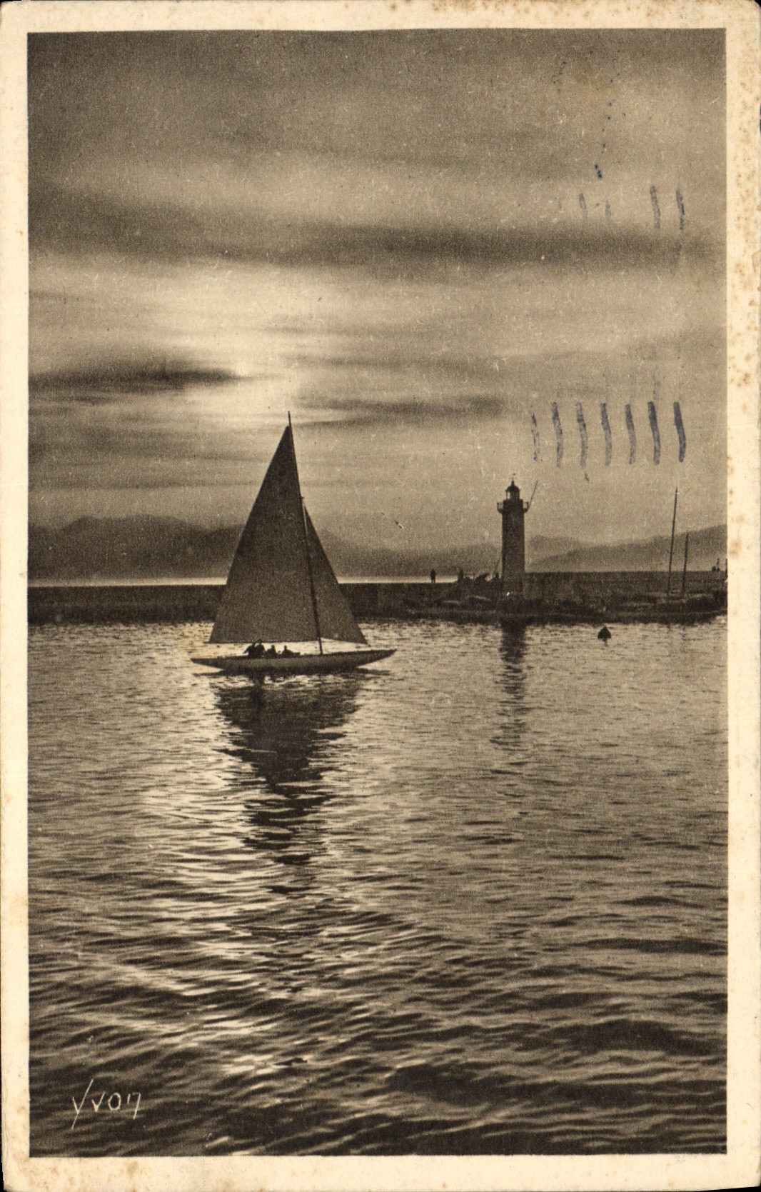 CPA Cote d'Azur Cannes Alpes Maritimes Coucher de Soleil