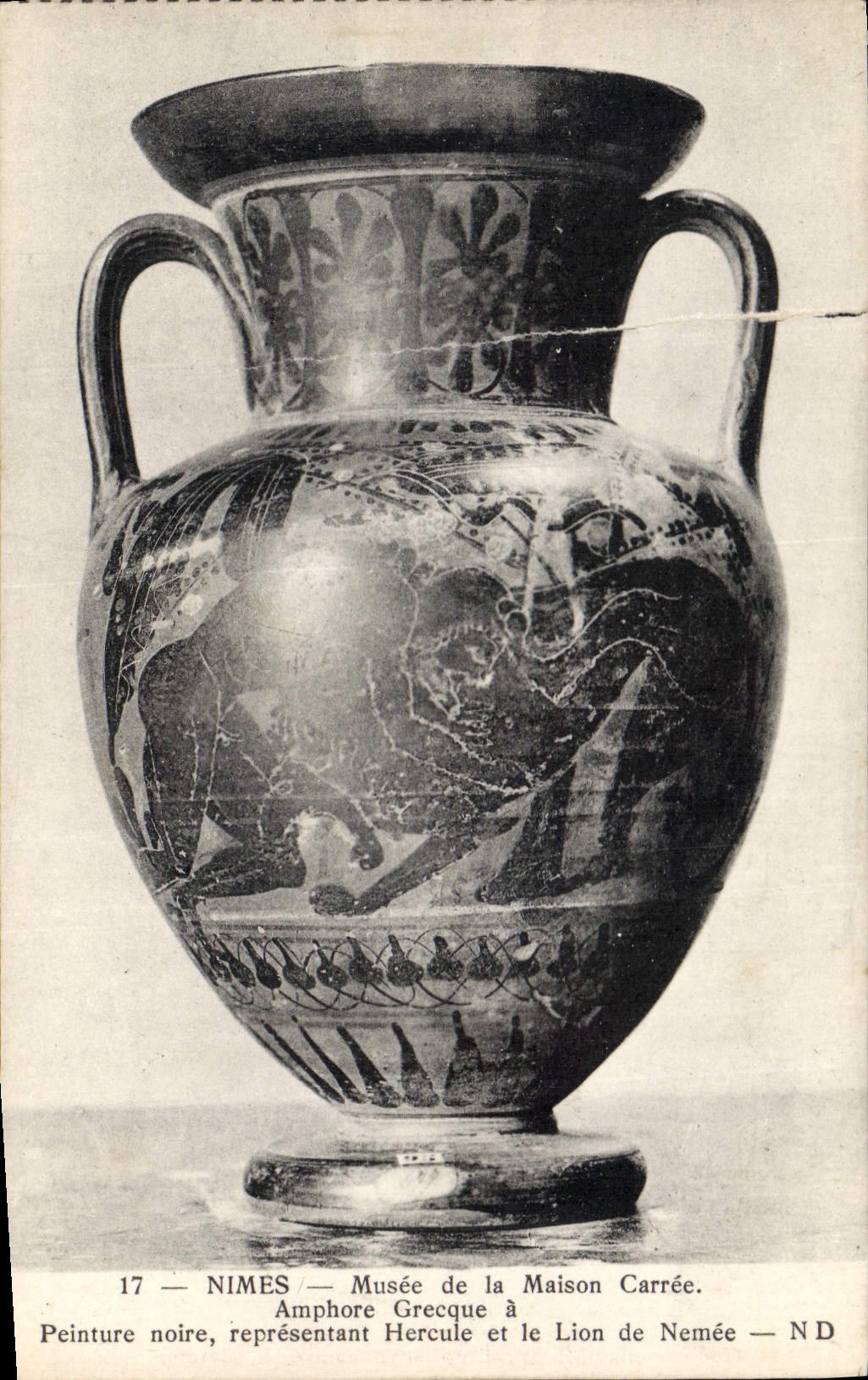 CPA Nimes Musee de la Maison Carree Amphore Grecque a Peinture noire representant Hercule et le Lion
