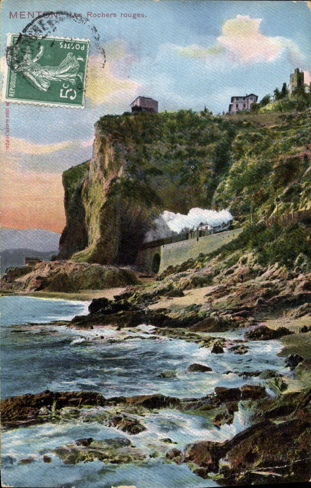 CPA Menton les Rochers Rouges 