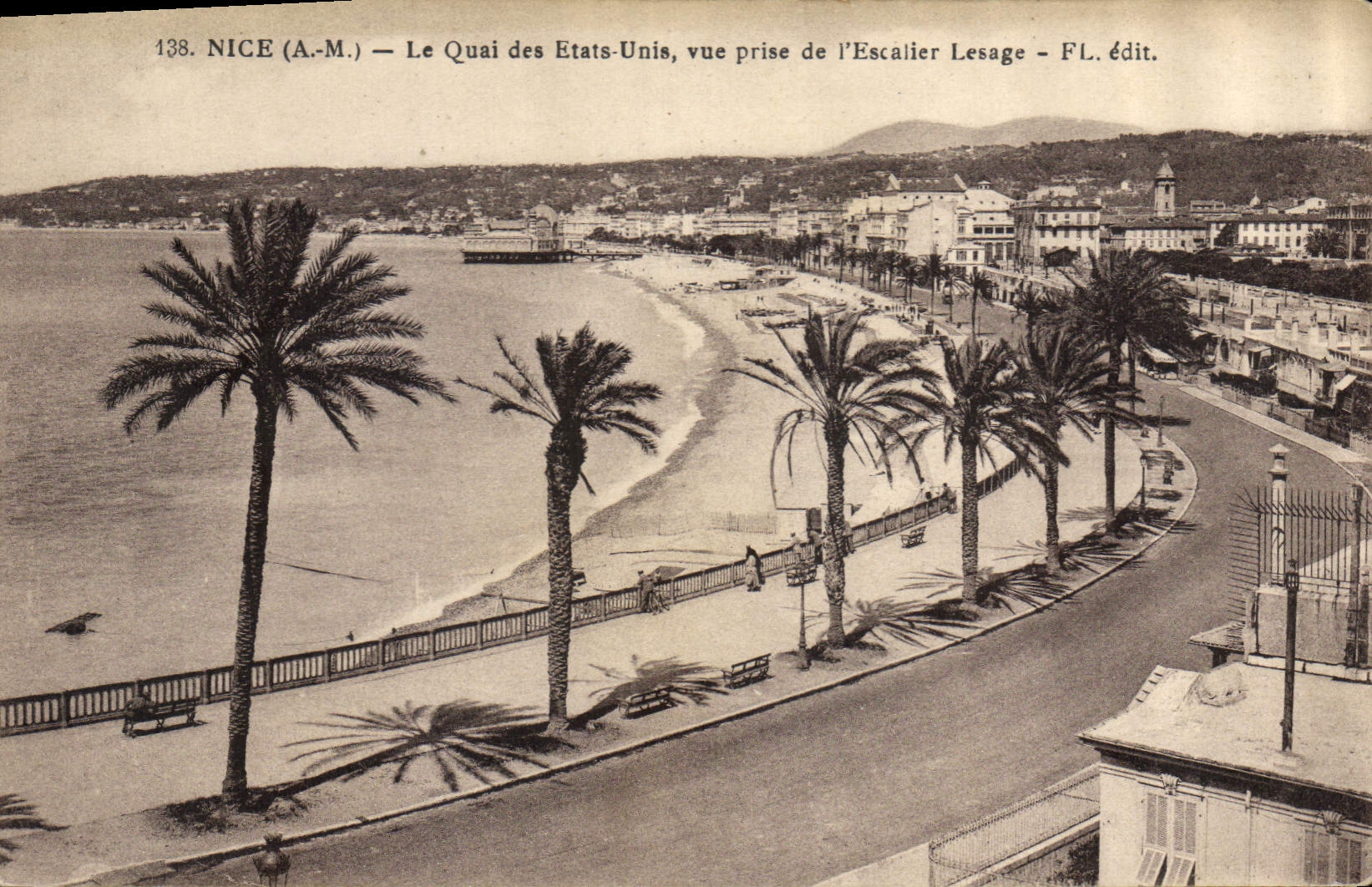 CPA Nice A M le Quai des Etats Unis vue prise de l'Escalier Lesage 