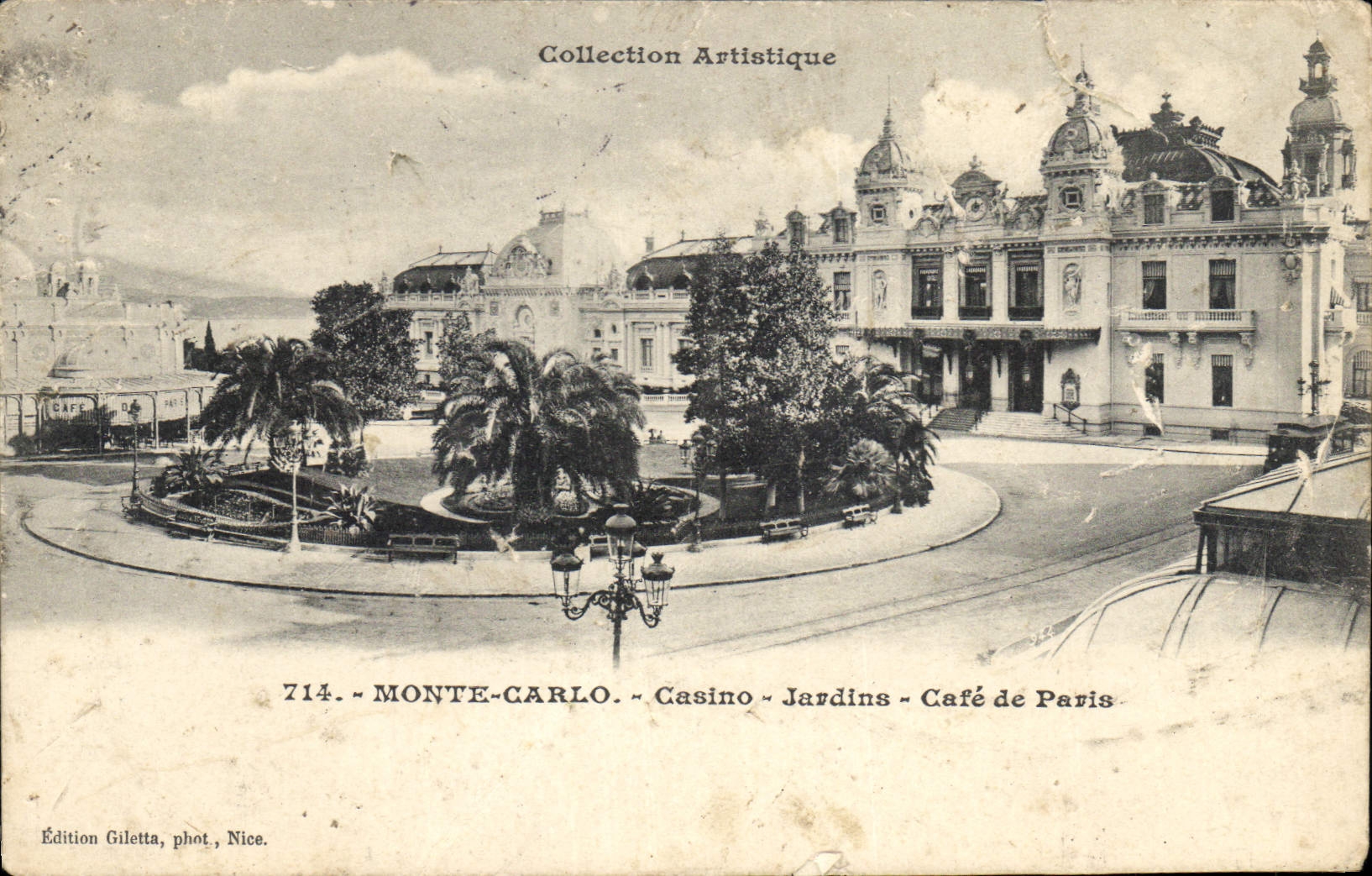 CPA Collection Artistique Monte Carlo Casino Jardins Cafe de Paris 