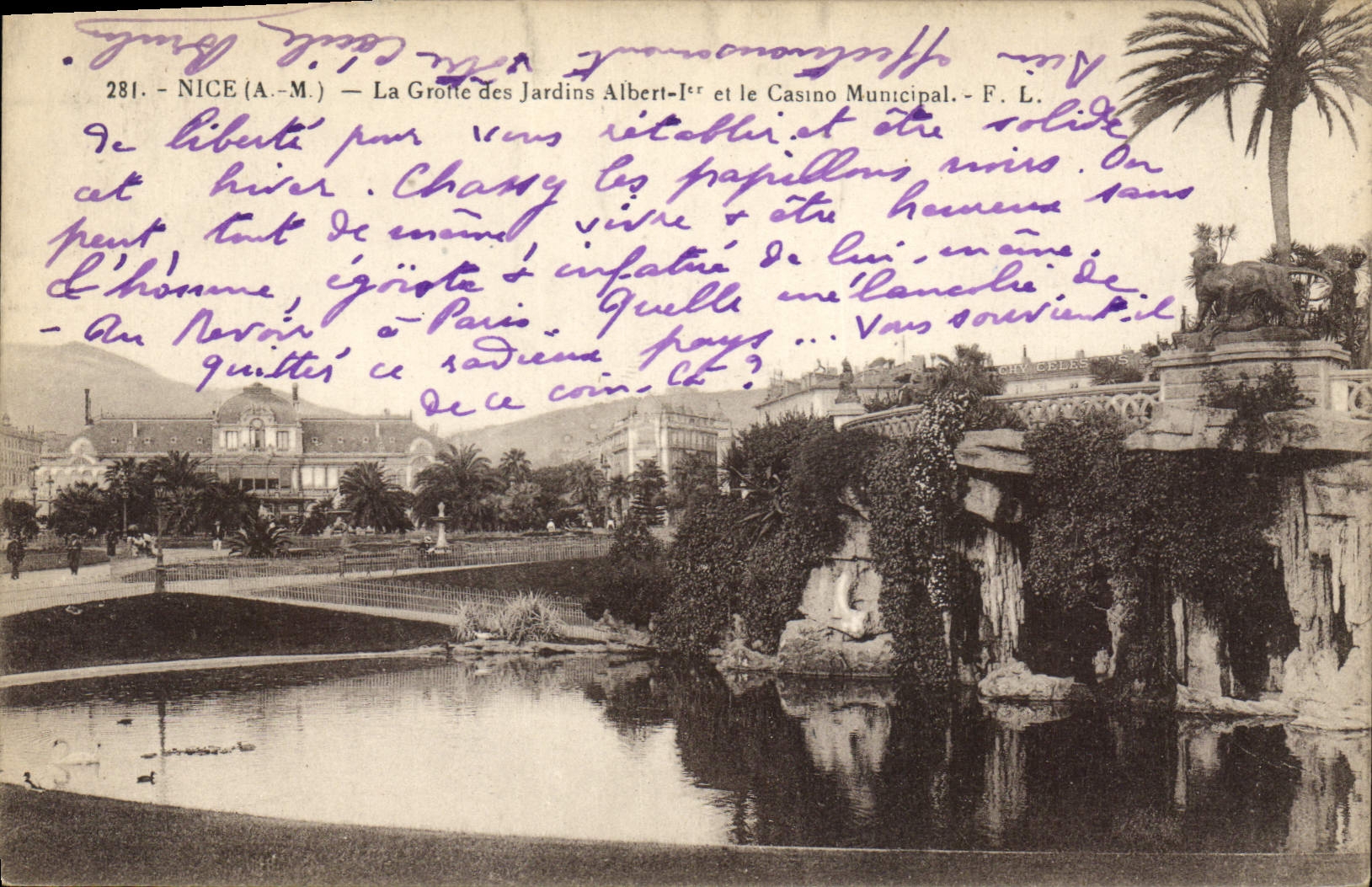 CPA Nice A M la Grotte des Jardins Albert Ier et le Casino Municipal