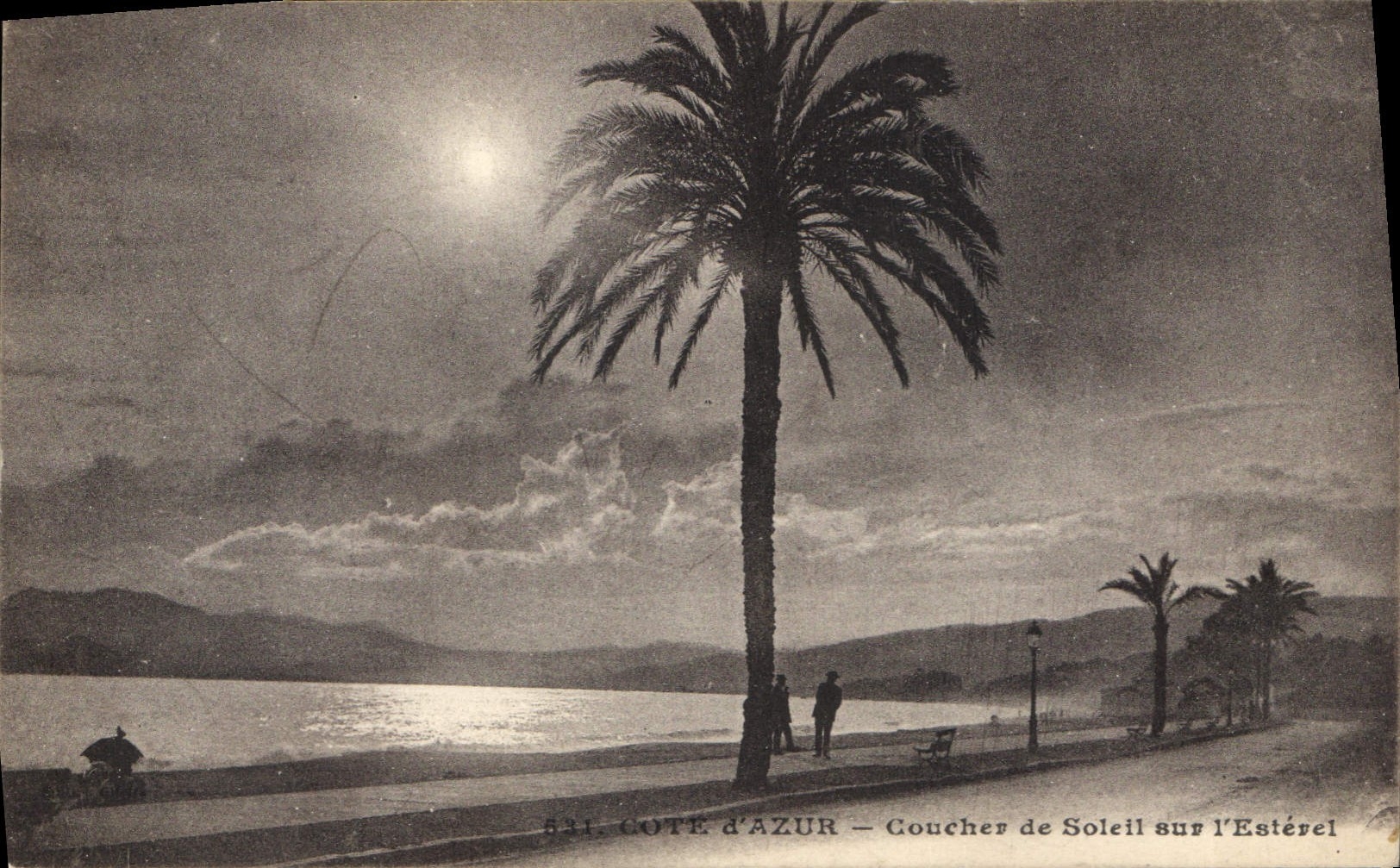 CPA Cote d'Azu Coucher de Soleil sur l'Esterel