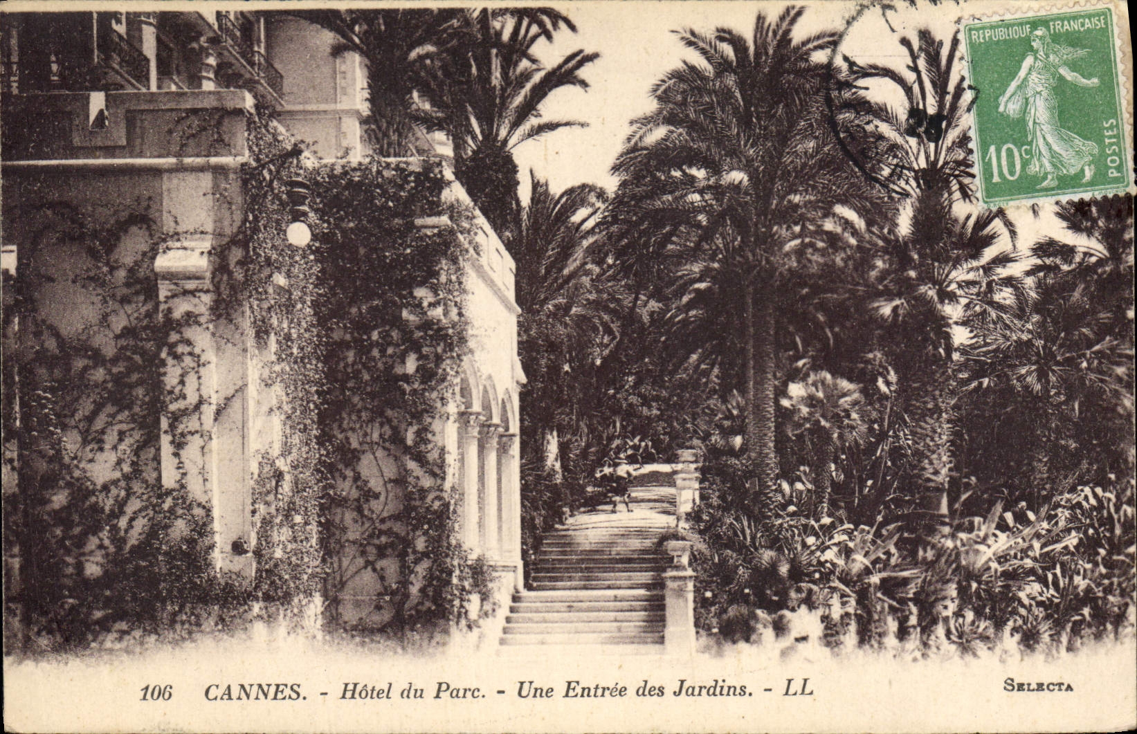 CPA Cannes Hotel du Parc Une Entree des Jardins