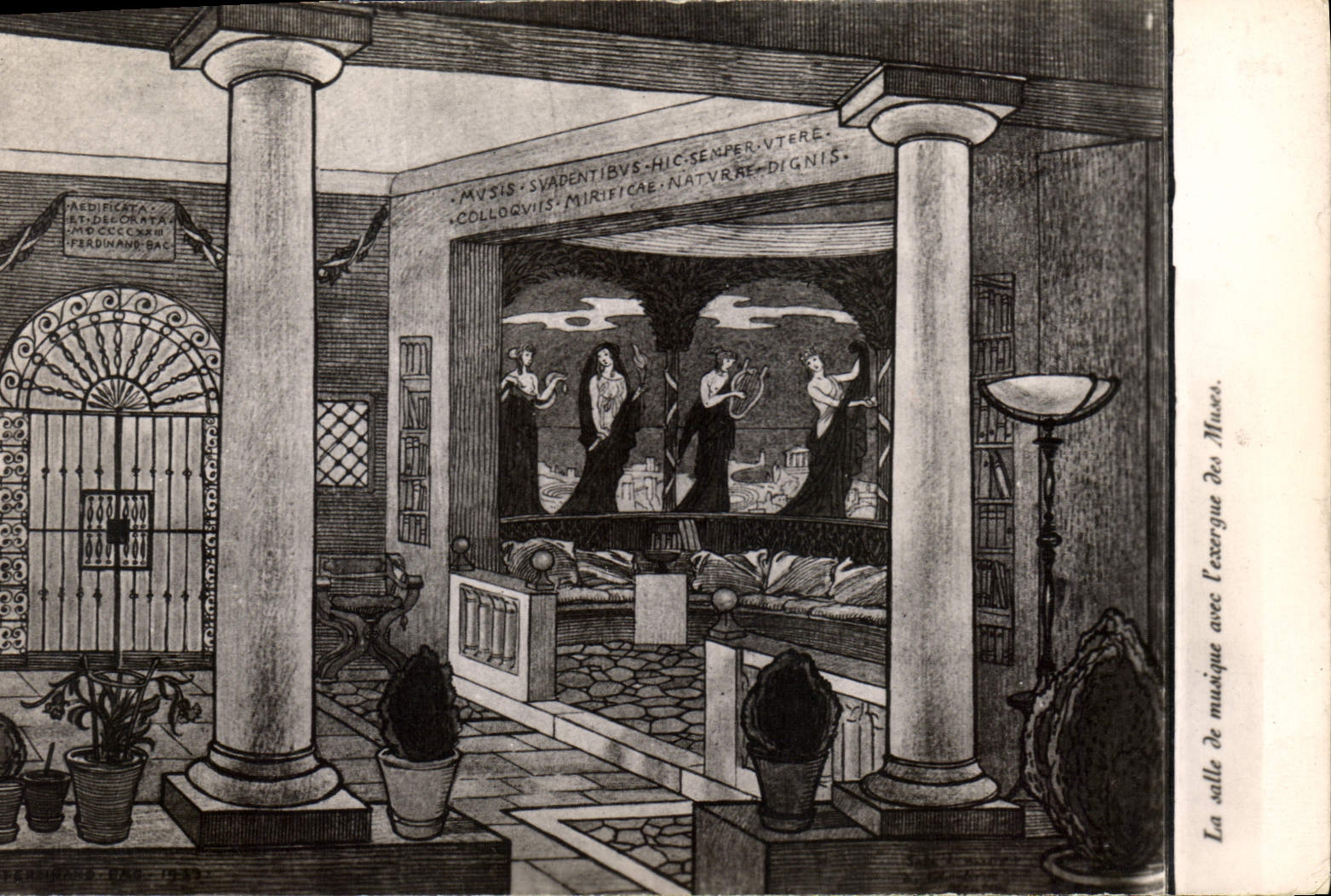 CPA La salle de musique avec l'exergue des muses