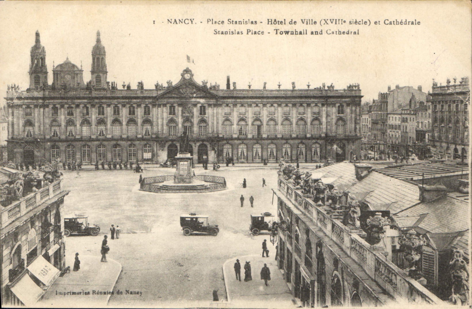 CPA Nancy Place Stanislas Hotel de Ville et Cathedrale
