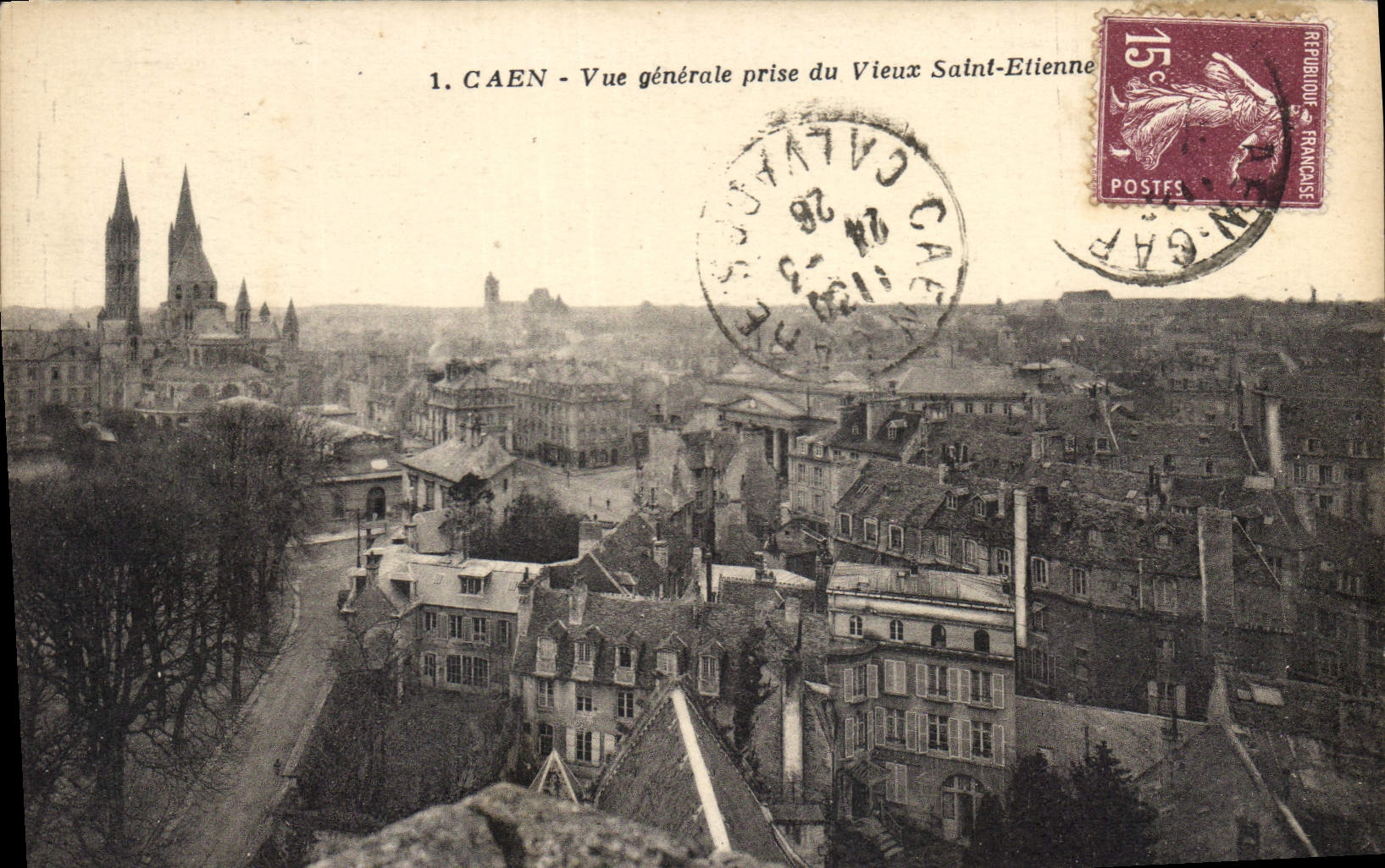 CPA Caen Vue generale prise du Vieux Saint Etienne 