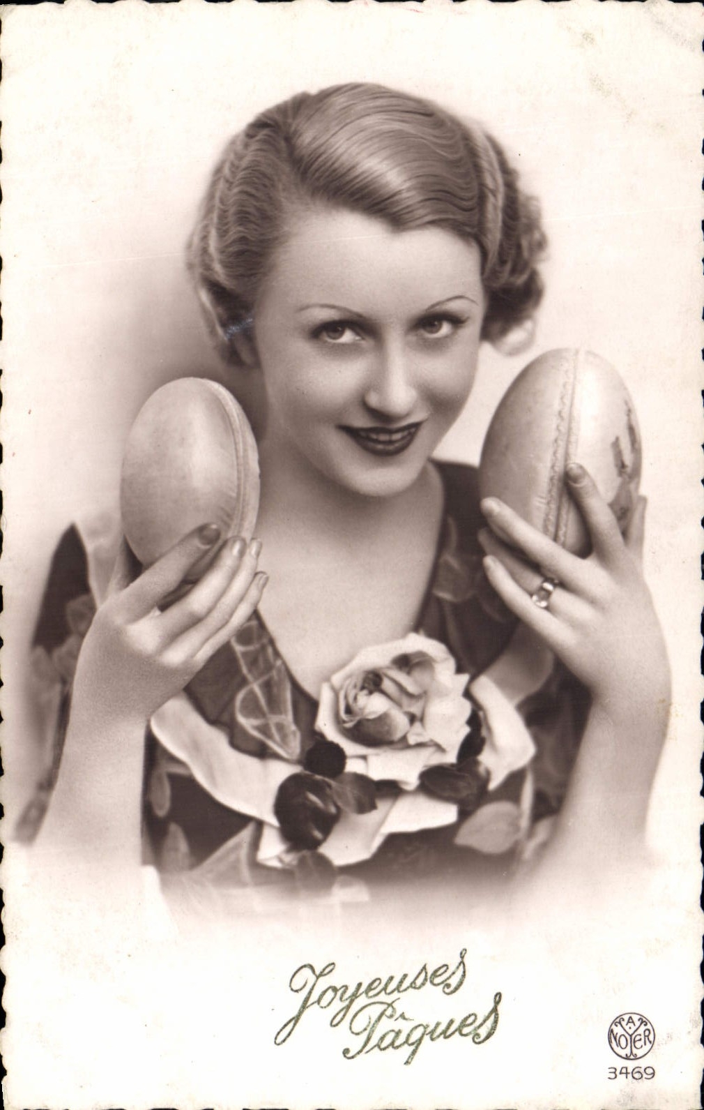 CPA Joyeuses Paques Femme