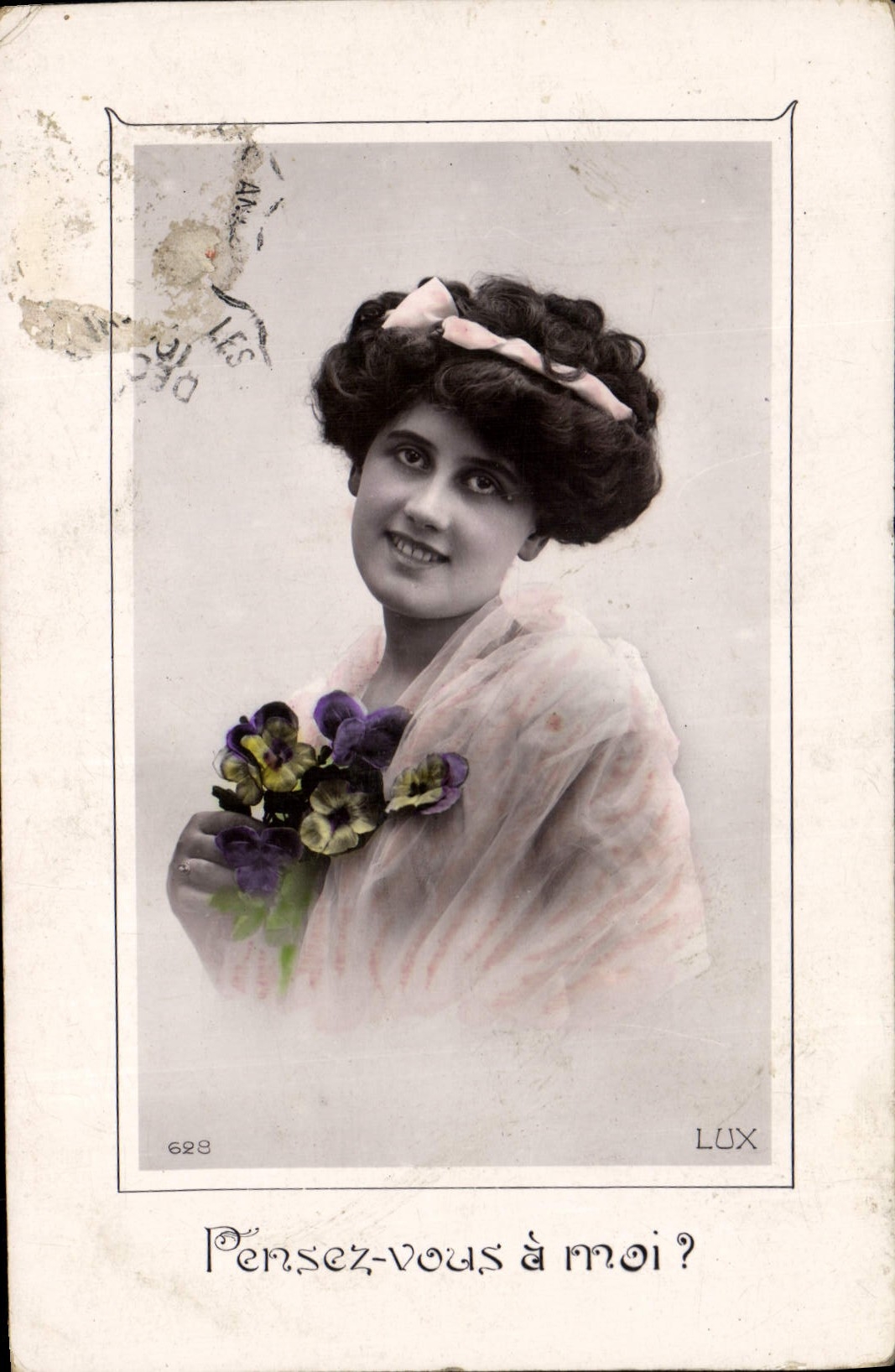 CPA Pensez vous a moi Femme