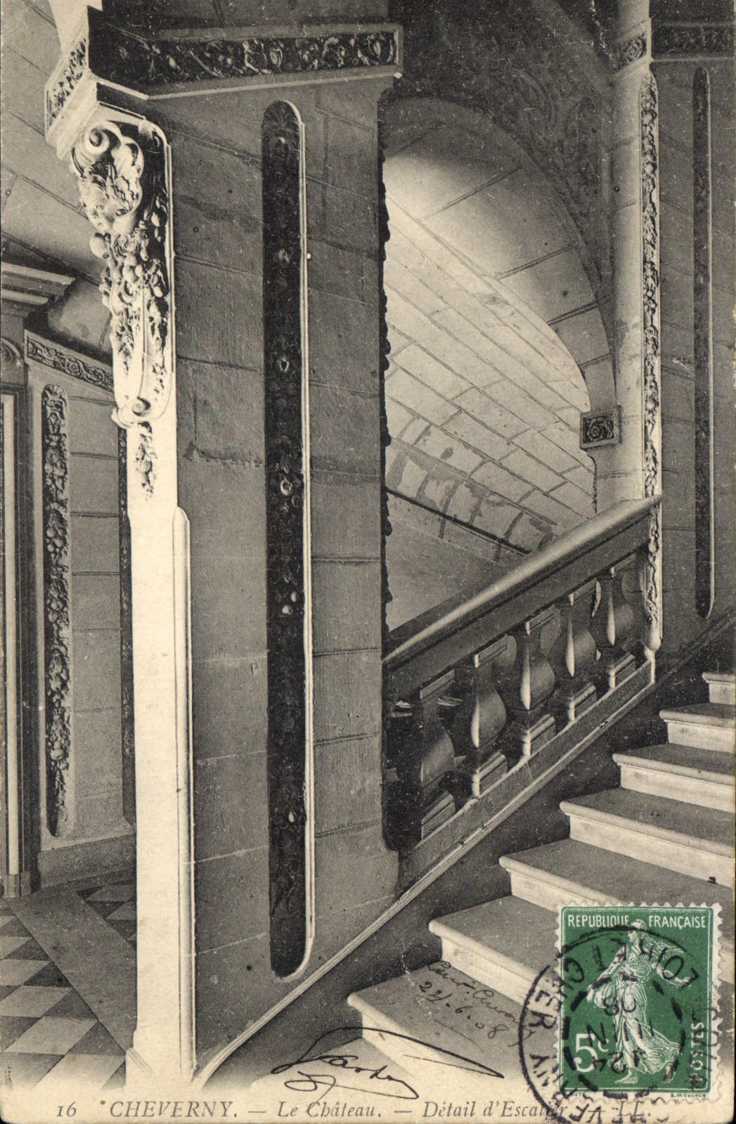 CPA Cheverny Le Chateau Detail d'Escalier