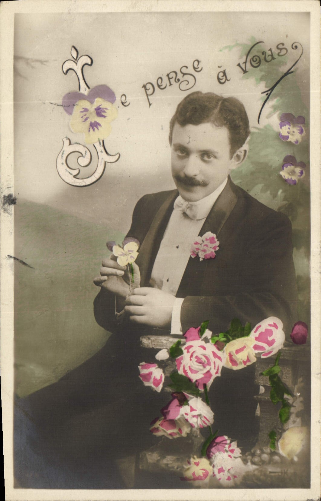 CPA Je pense a vous Homme