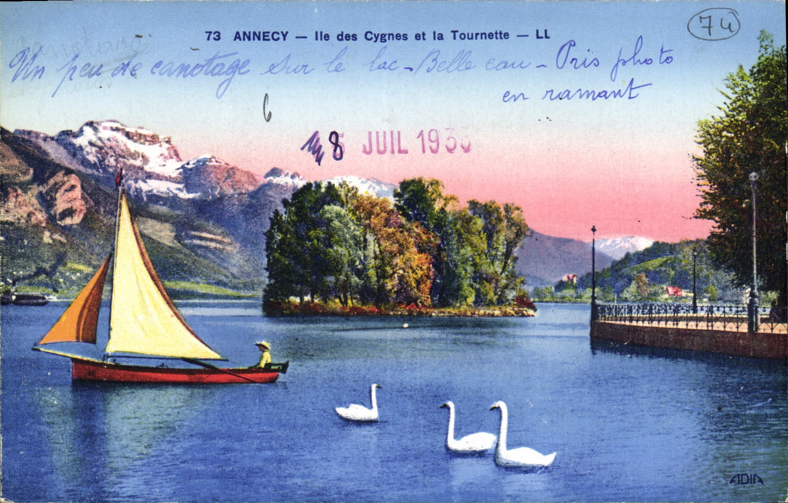 CPA Annecy Ile des Cygnes et la Tournette