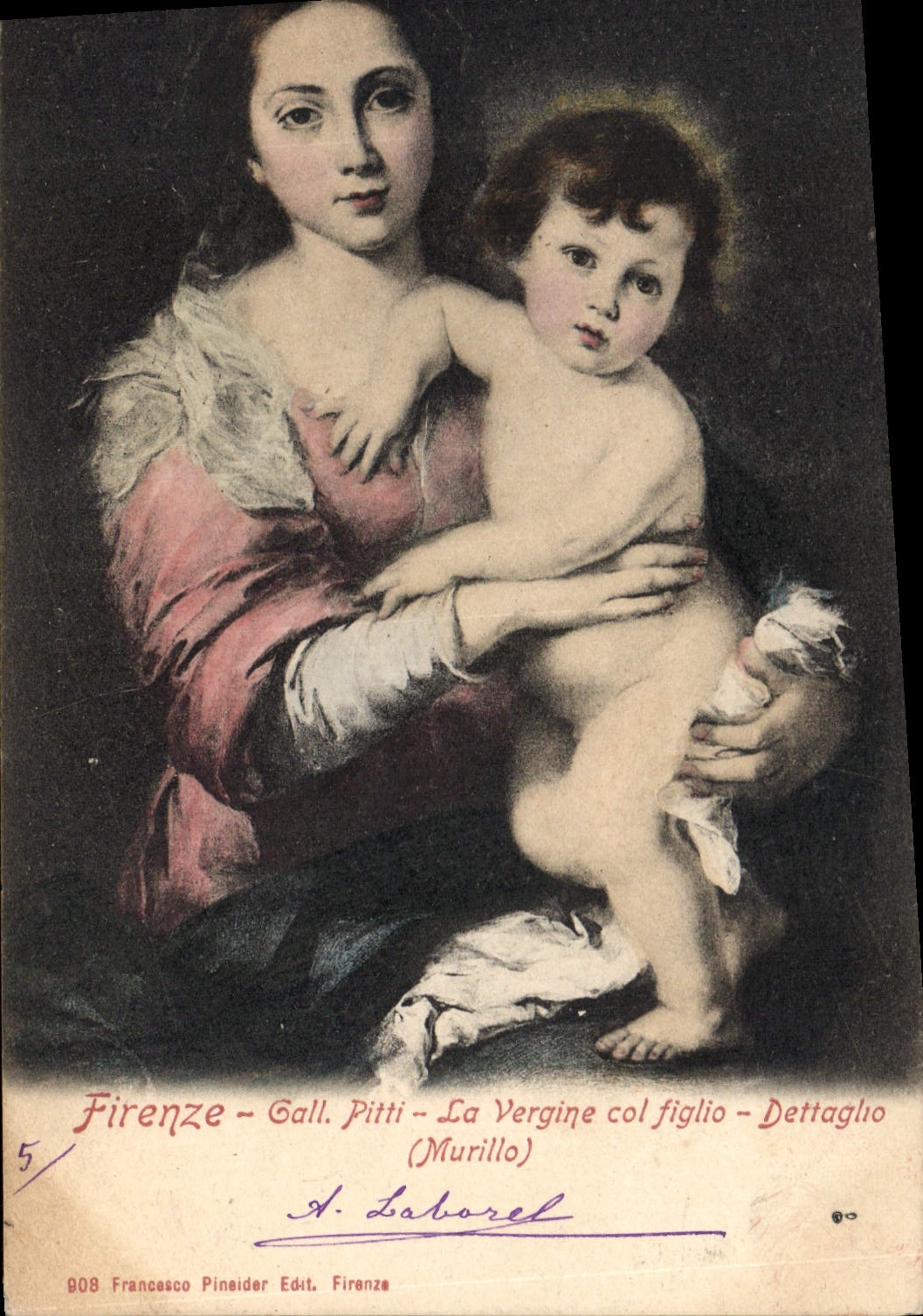 CPA Firenze Gall Pitti La Vergine col figlio Dettaglio Murillo 