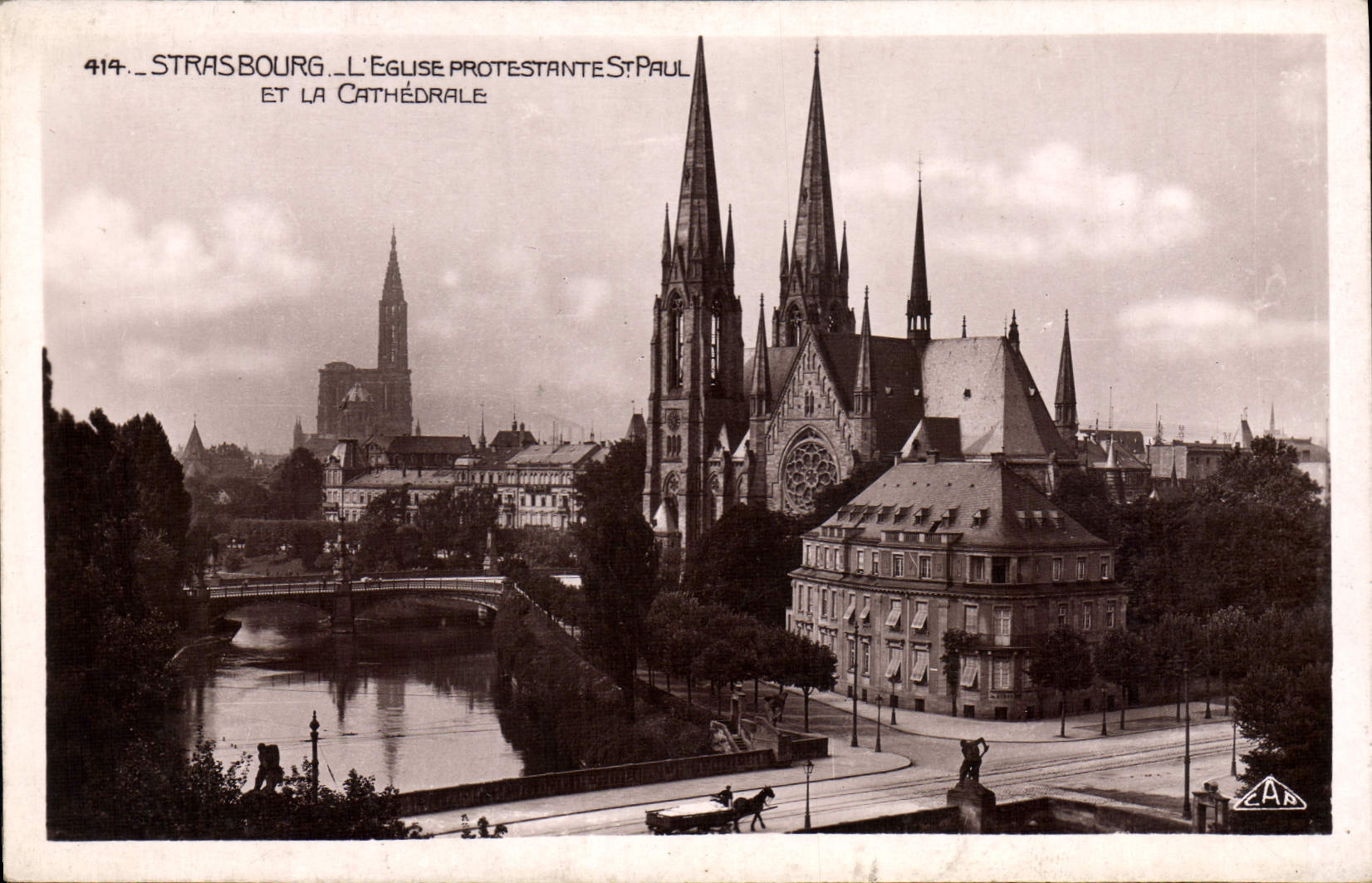 CPA Strasbourg L'Eglise Protestantes St Paul et la Cathedrale 