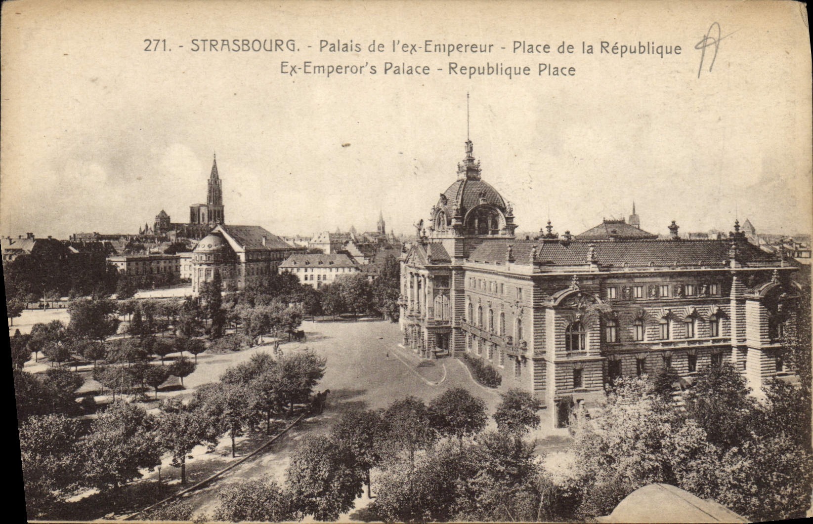 CPA Strasbourg Palais de l'ex Empereur Place de la Republique 