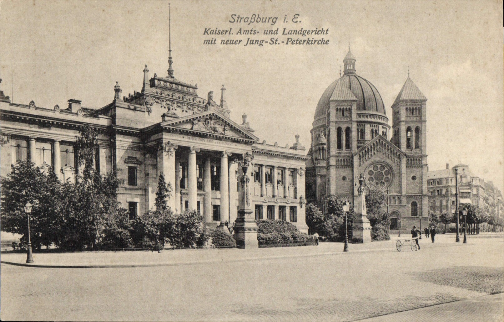 CPA Strasburg Kaiserl Amts und Landgericht mit neuer Jung St Peterkirche 