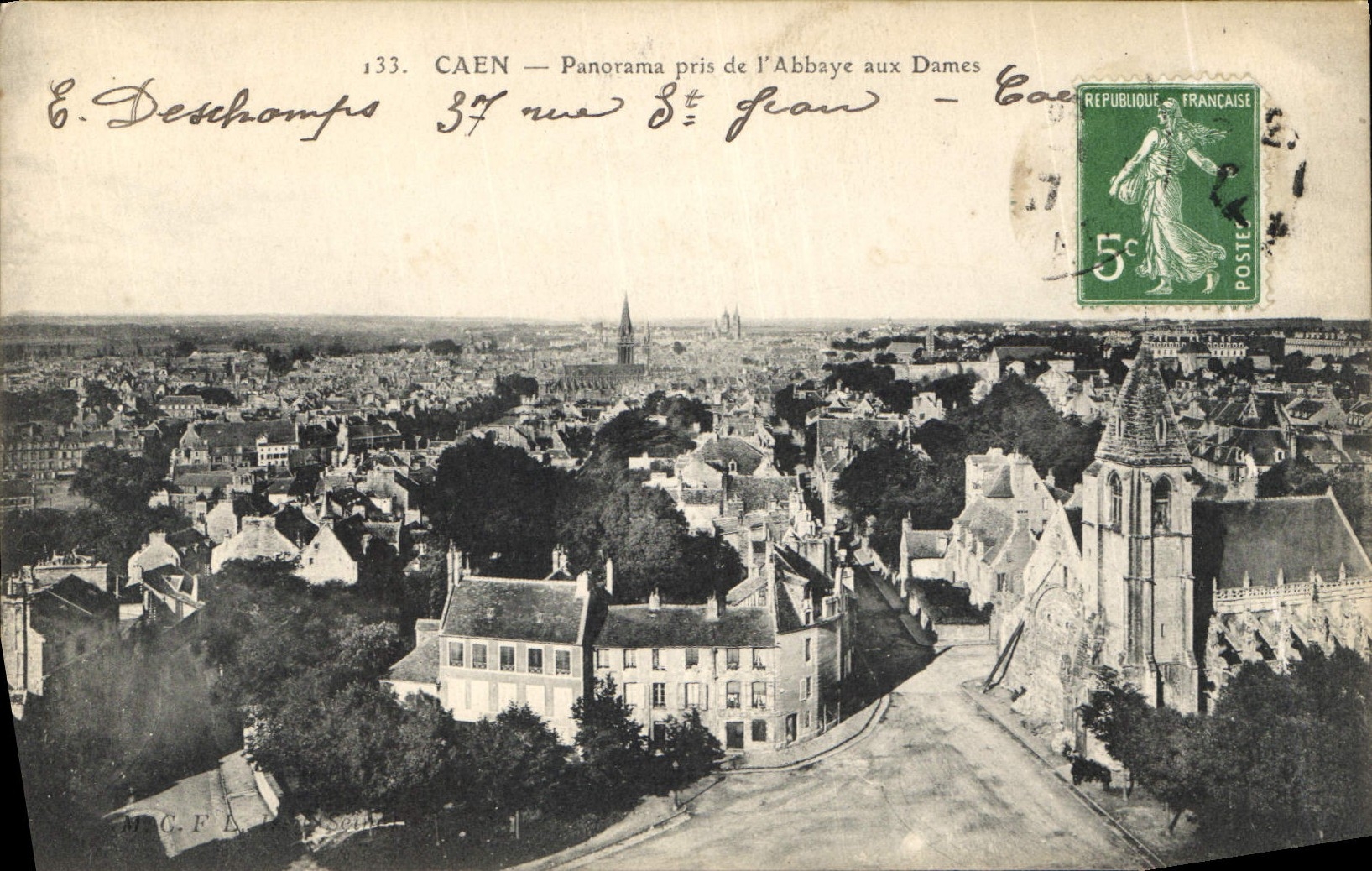 CPA Caen Panorama pris de l'Abbaye aux Dames 