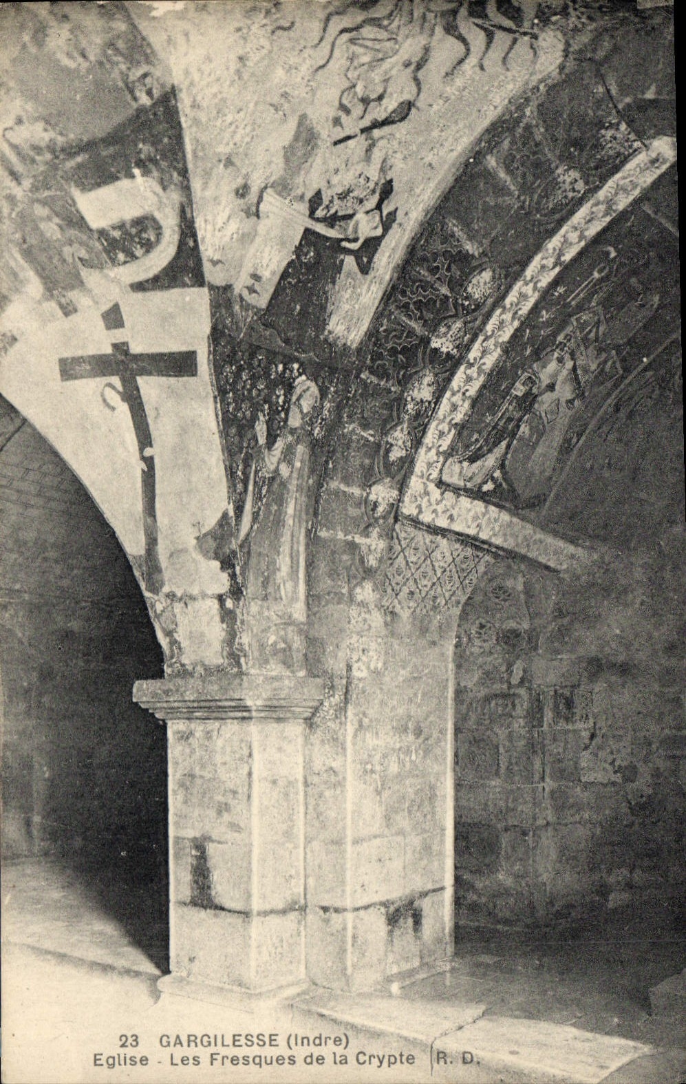 CPA Gargilesse Indre Eglise Les Fresques de la Crypte