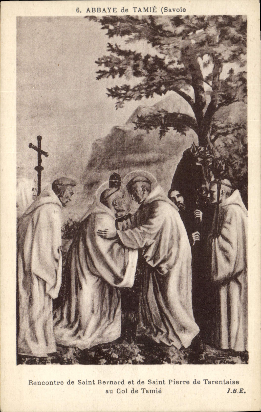 CPA Abbaye de Tamie Savoie Rencontre de Saint Bernard et de Saint Pierre de Tarentaise au Col de Tam