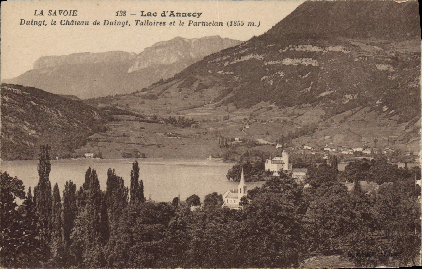 CPA Lac d'Annecy Duingt le Chateau de Duingt Talloires et le Parmelan 