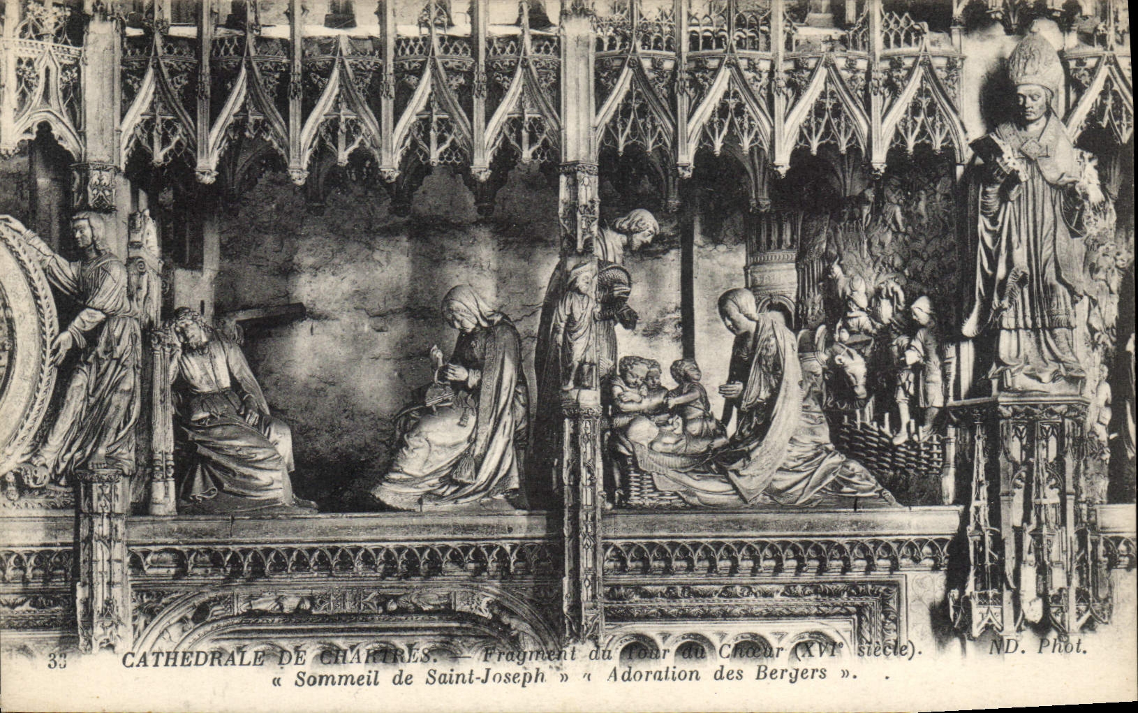CPA Cathedrale de Chartres Fragment au Tour du Choeur XVI siecle Sommeil de Saint Joseph Adoration d