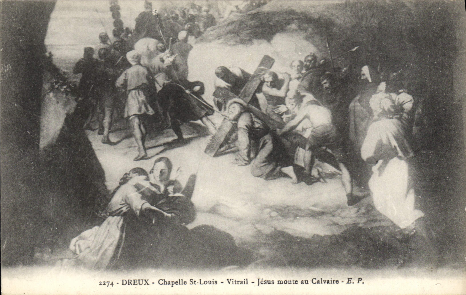 CPA Dreux Chapelle St Louis Vitrail Jesus monte au Calvaire 