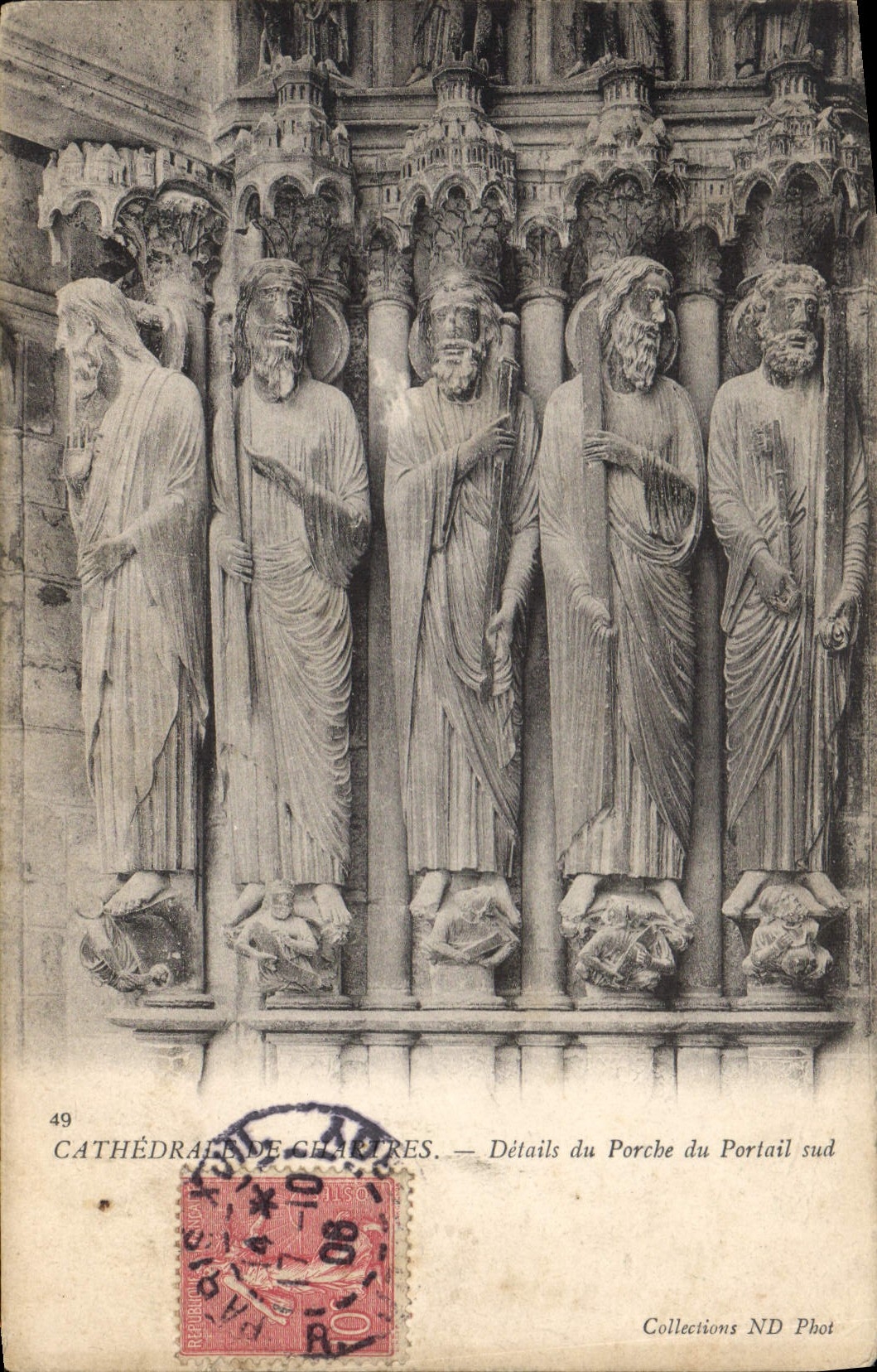CPA Cathedrale de Chartres Details du porche du Portail Sud 