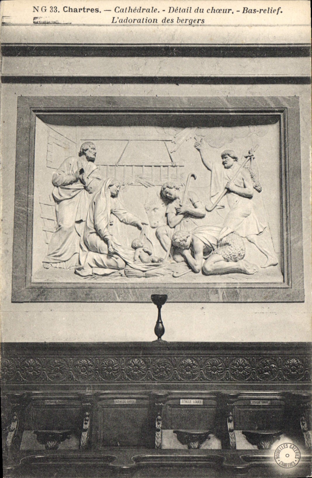 CPA Chartres Cathedrale Detail du Choeur Bas relief l'adoration des Bergers 