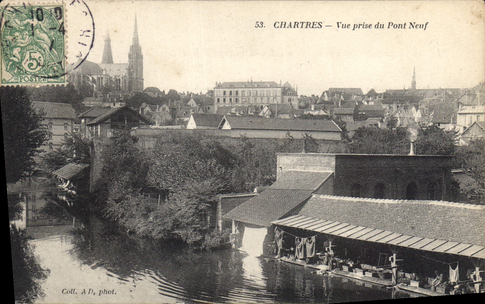 CPA Chartres vue prise du Pont Neuf Lavoir