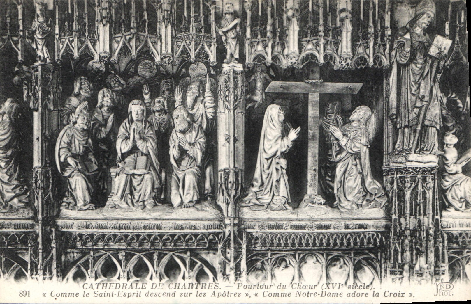 CPA Cathedrale de Chartres Pourtour du Choeur XVI siecle Comme le Saint Esprit descend sur les Apotr