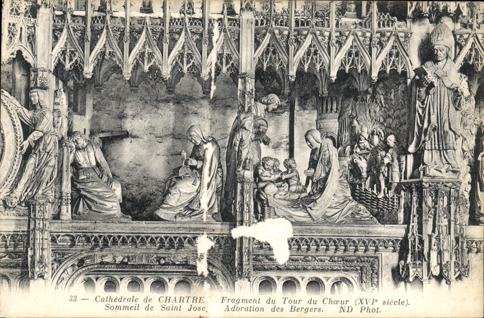 CPA Cathedrale de Chartres Fragment du Tour du Choeur XVI siecle Sommeil de Saint Joseph Adoration d
