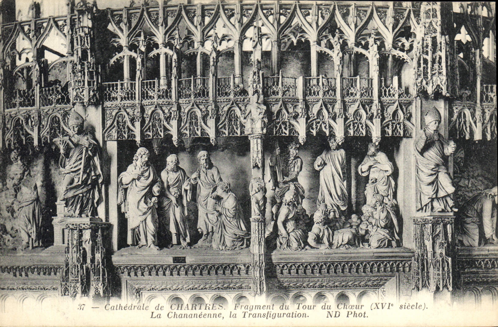 CPA Cathedrale de Chartres Fragment du Tour du Choeur XVI siecle La Chananeene la Transfiguration 