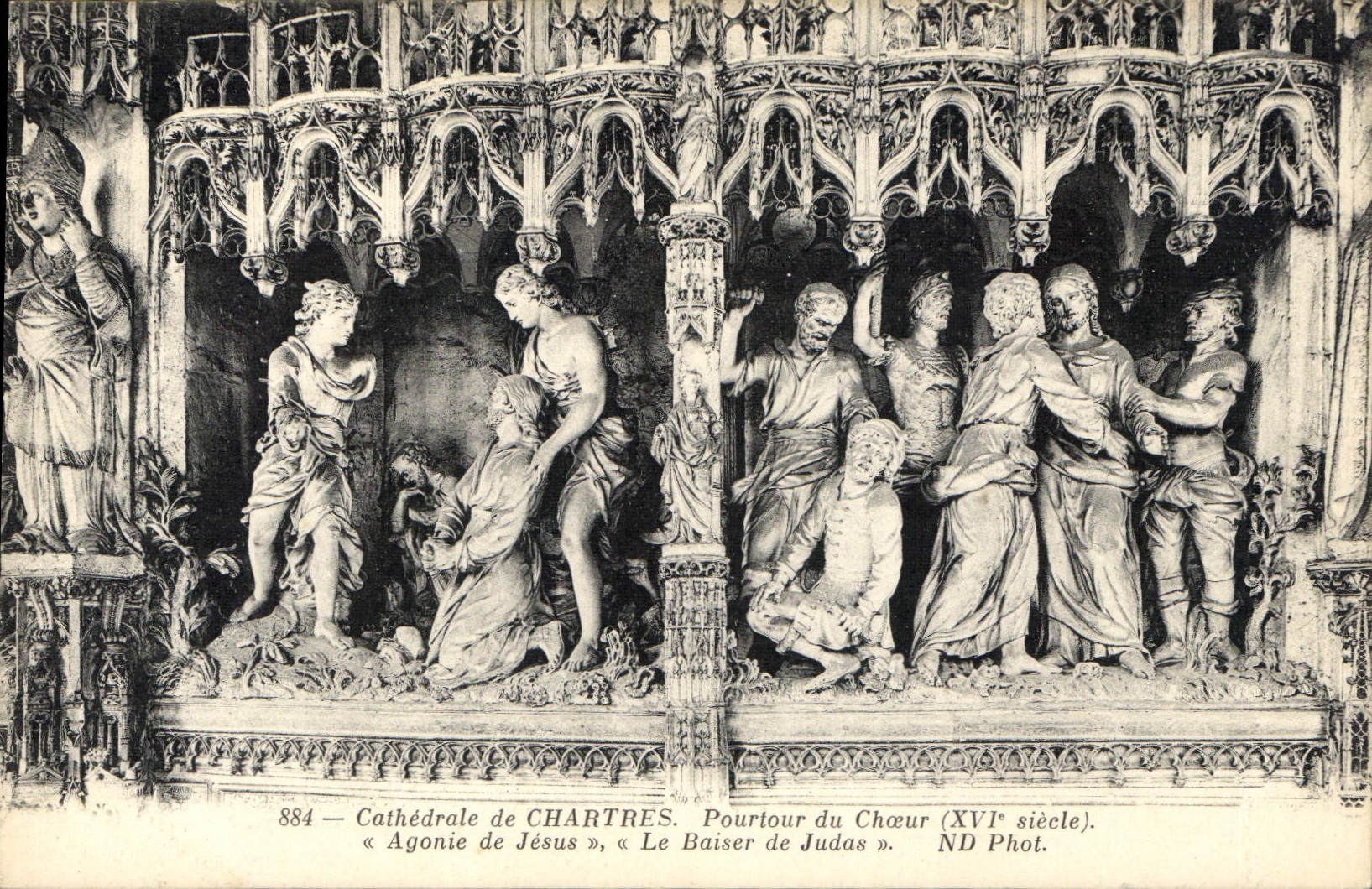 CPA Cathedrale de Chartres Pourtour du Choeur XVI siecle Agonie de Jesus Le Baiser de Judas 