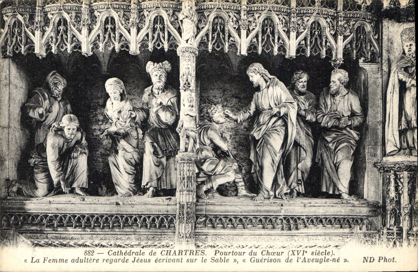 CPA Cathedrale de Chartres Pourtour du Choeur XVI siecle Femme adultere regarde Jesus ecrivant sur l