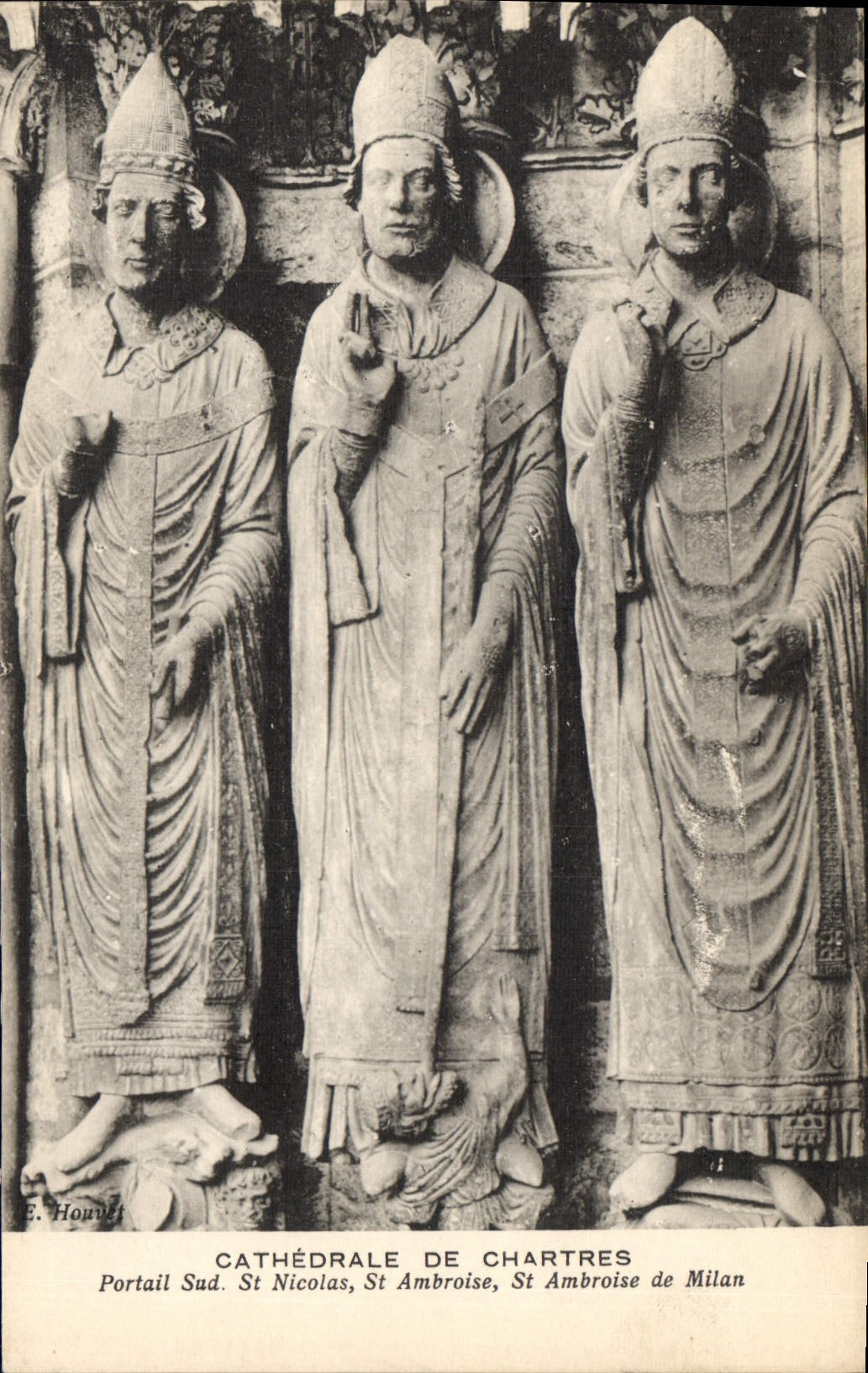 CPA Cathedrale de Chartres Portail Sud St Nicolas St Ambroise St Ambroise de Milan 