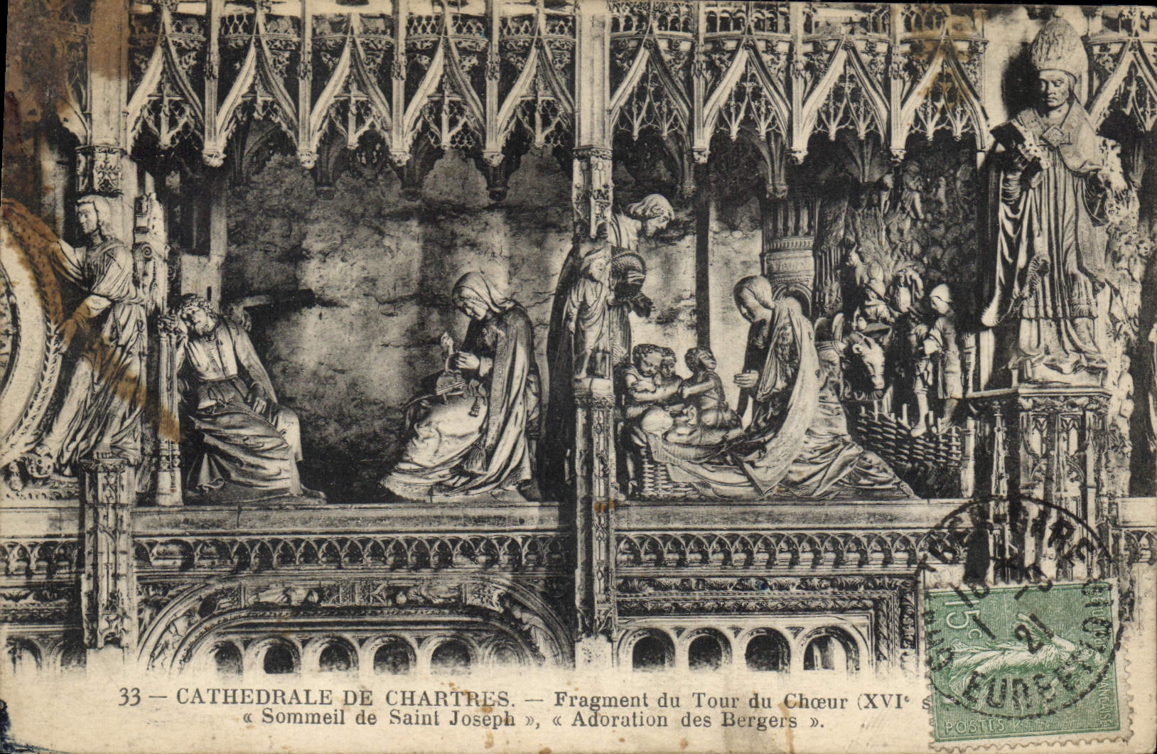 CPA Cathedrale de Chartres Fragment du Tour du Choeur XVI Sommeil de Saint Joseph Adoration des Berg