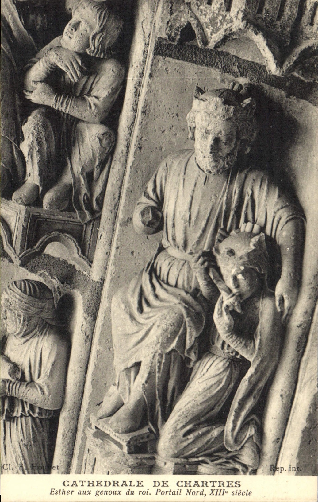 CPA Cathedrale de Chartres Esther aux genoux du roi Portail Nord XIII siecle 