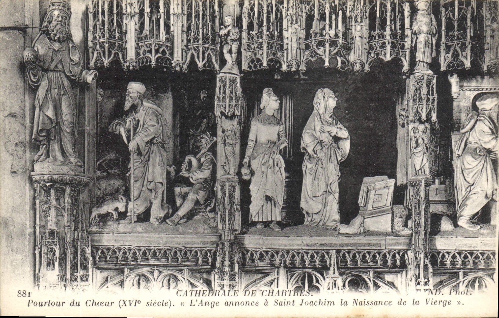 CPA Cathedrale de Chartres Pourtour du Choeur XVI siecle l'Ange annonee a Saint Jaqchim la Naissance